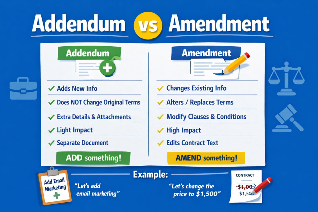 Addendum vs Amendment in Real Estate Contract Management